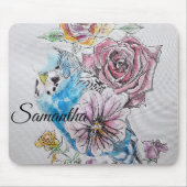 Blue Budgie Budgies Roos Bloem Bloemen Muismat (Voorkant)