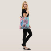 Blue Budgie Budgies Rose Flower floral Tote Bag (Op model)