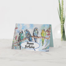 Blue Budgie Budgies Waterverf schilderen Vogel Kaa