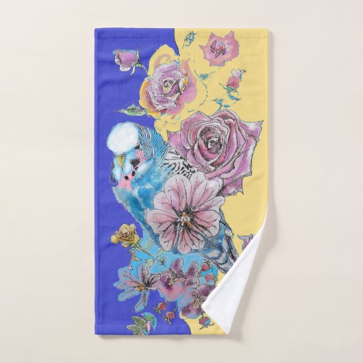 Blue Budgie Cute Blue Yellow Towel Set Bad Handdoek (Handdoek)