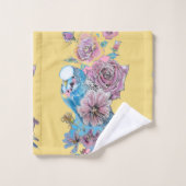Blue Budgie Cute Colorful Yellow Towel Set Bad Handdoek (Wasdoekje)