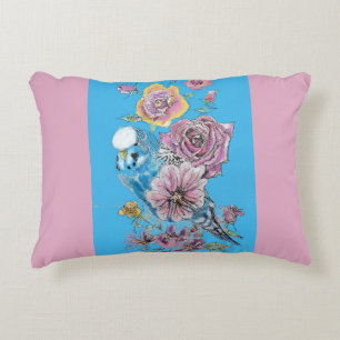 Blue Budgie Cute Whimsical Pink Blue Girls Baby Accent Kussen