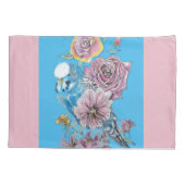 Blue Budgie Cute Whimsical Pink Blue Girls Baby Kussensloop (Achterkant)