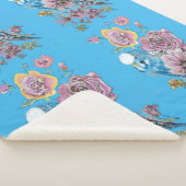 Blue Budgie Cute Whimsical Pink Blue Girls Sherpa Deken (3/4)