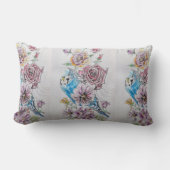 Blue Budgie en Rozen Waterverf bird Decor Cushion Kussen (Voorkant)