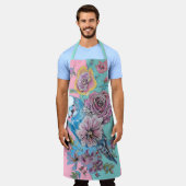 Blue Budgie Flower Rozen Roze bloemenkeuken Schort (Gedragen)