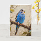 Blue Budgie Kaart (Gele Bloem)