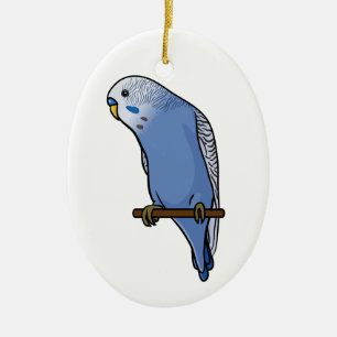 Blue Budgie Keramisch Ornament