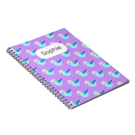 Blue Budgie Leuke Parkiet Liefhebber cadeau Aangep Notitieboek (Rechterzijde)