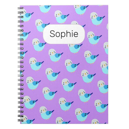 Blue Budgie Leuke Parkiet Liefhebber cadeau Aangep Notitieboek (Voorkant)