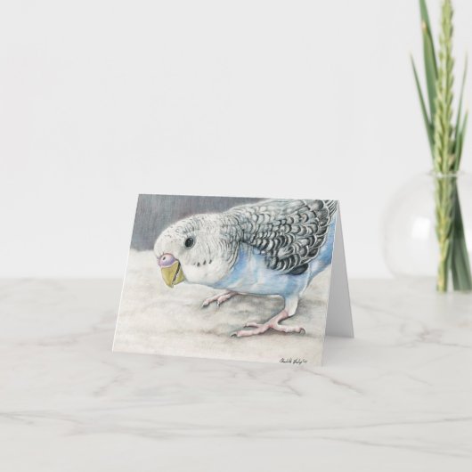 Blue Budgie Parakeet Art Note Kaart (Voorkant)