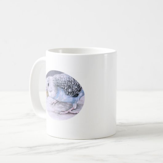 Blue Budgie Paraket Bird Art Mok (Voorkant links)