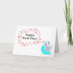 Blue Budgie Parkiet Budgerigar Happy Birthday Kaart