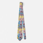 Blue Budgie Pink Rose Floral Pattern Socks Stropdas (Voorkant)