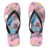 Blue Budgie Pink Rose Floral Pattern Teenslippers (Voetbed)