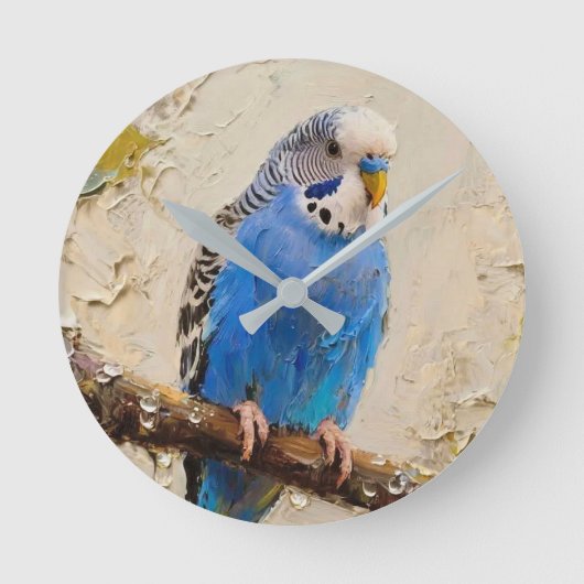 Blue Budgie Ronde Klok (Voorkant)