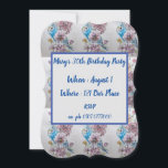 Blue Budgie Roos Floral 40th Birthday Invitation Kaart<br><div class="desc">Blue Budgie Roos Floral 40th Birthday Invitation. Voor al die jonge mensen in het hart een mooie eenhoorn kaart,  met een van mijn oorspronkelijke waterverven. Voeg een beetje magie toe aan je leven!</div>