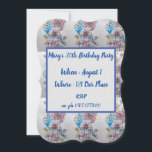 Blue Budgie Roos Floral 40th Birthday Invitation Kaart<br><div class="desc">Blue Budgie Roos Floral 40th Birthday Invitation. Voor al die jonge mensen in het hart een mooie eenhoorn kaart,  met een van mijn oorspronkelijke waterverven. Voeg een beetje magie toe aan je leven!</div>