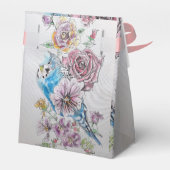 Blue Budgie & Roos Floral Party Cake Favor Box Bedankdoosjes (Achterkant)