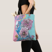 Blue Budgie Roos Flower floral Canvas tas (Dichtbij)