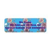 Blue Budgie Roos flower Return Address Labels (Voorkant)