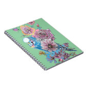 Blue Budgie Roos Waterverf Green Bird Notitieboek (Rechterzijde)