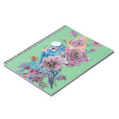 Blue Budgie Roos Waterverf Green Bird Notitieboek (Linkerzijde)