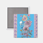 Blue Budgie Waterverf floral Dames Magnet (Voorkant / Achterkant)