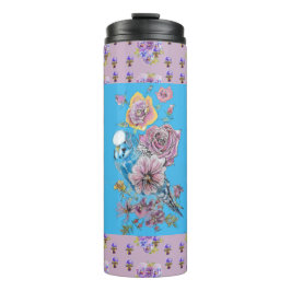 Blue Budgie Waterverf floral Dames Thermosbeker