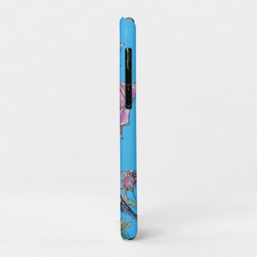 Blue Budgie Waterverf floral iPhone Case-Mate iPhone Case (Achterkant/links)