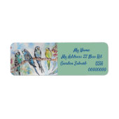 Blue Budgies Waterverf Return Address Labels (Voorkant)