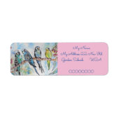Blue Budgies Waterverf Return Address Labels (Voorkant)