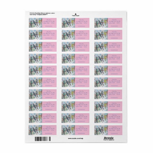Blue Budgies Waterverf Return Address Labels (Full Sheet)