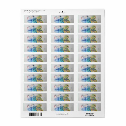 Blue Budgies Waterverf Return Address Labels (Full Sheet)