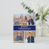 Blue Buffalo Check 3 Foto Feestdagenkaart (Staand voorkant)