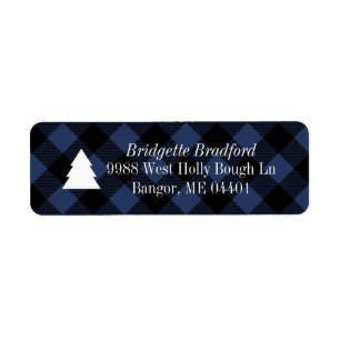 Blue Buffalo Check Christmas Tree retouradres Etiket