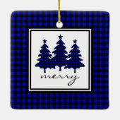 Blue Buffalo Check Dennenhout Keramisch Ornament (Achterkant)