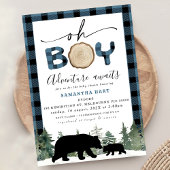 Blue Buffalo Check Lumberjack Baby shower Kaart