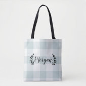 Blue Buffalo Check Monogram | Moderne bosbouw Tote Bag (Voorkant)