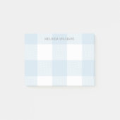 Blue Buffalo Check Pattern Monogramed Name 4x3 Post-it® Notes (Voorkant)