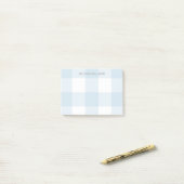 Blue Buffalo Check Pattern Monogramed Name 4x3 Post-it® Notes (Op bureau)