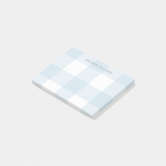 Blue Buffalo Check Pattern Monogramed Name 4x3 Post-it® Notes (Schuin)