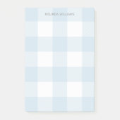 Blue Buffalo Check Pattern Monogramed Name 4x6 Post-it® Notes (Voorkant)