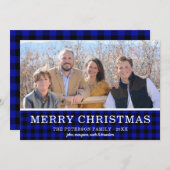 Blue Buffalo Check Photo Feestdagenkaart (Voorkant / Achterkant)