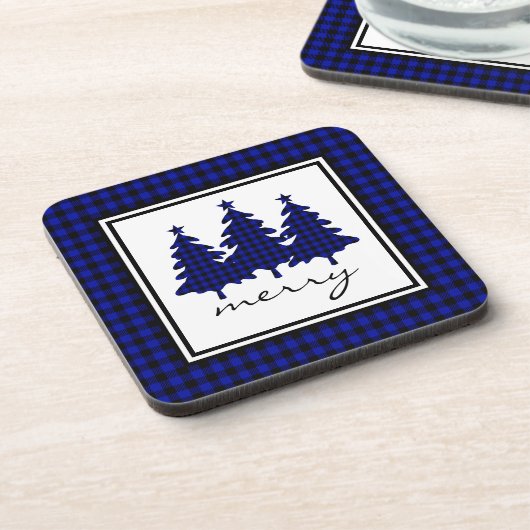 Blue Buffalo Check Pine Trees Bier Onderzetter (Linkerzijde)