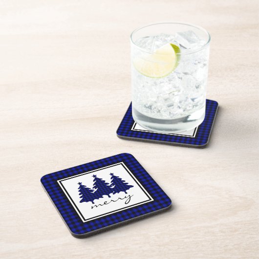 Blue Buffalo Check Pine Trees Bier Onderzetter (Rechterzijde)