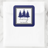 Blue Buffalo Check Pine Trees gepersonaliseerd Vierkante Sticker (Tas)