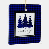 Blue Buffalo Check Pine Trees Keramisch Ornament (Rechts)