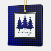Blue Buffalo Check Pine Trees Keramisch Ornament (Links)