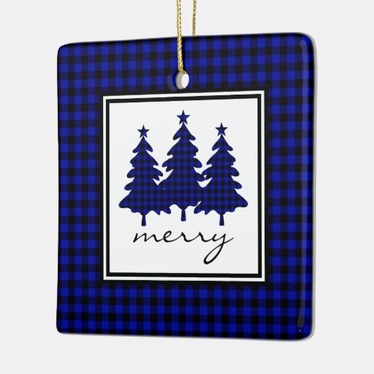 Blue Buffalo Check Pine Trees Keramisch Ornament (Links)